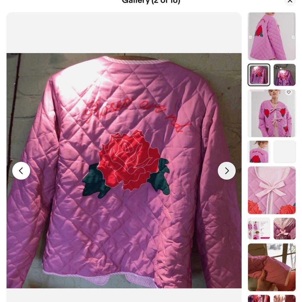 NEW❤️🩷❤️! Boho Roses quilted jacket - Picture 2 of 7
